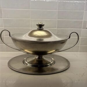 Arte Italica Pewter Soup Tureen with Lid and Tray